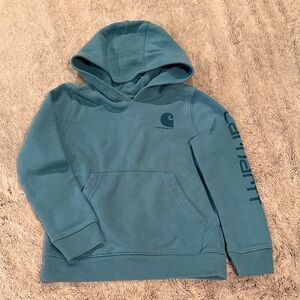 Carhartt Kids Blue Hoodie with Logo Sleeve
